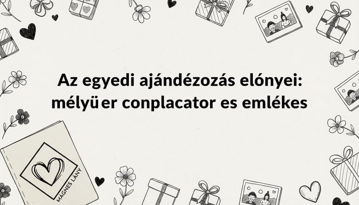 Ajándékokkal díszített címkekártya hangulatos illusztrációval